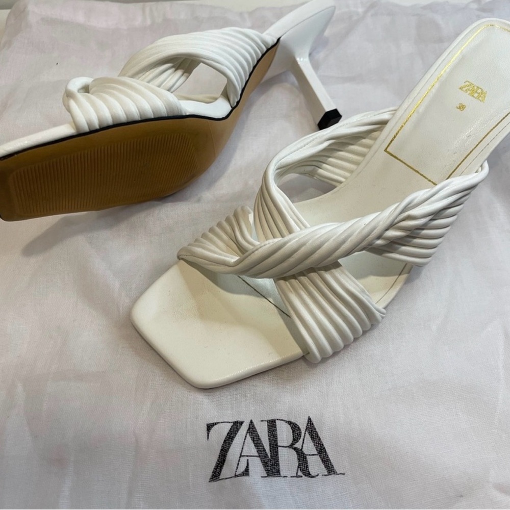 Zara Cream Strappy Heeled Sandals